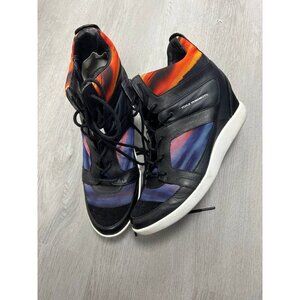 YOHJI YAMAMOTO Y-3 women hightop wedge leather sneakers Black-and-white Size 7,5